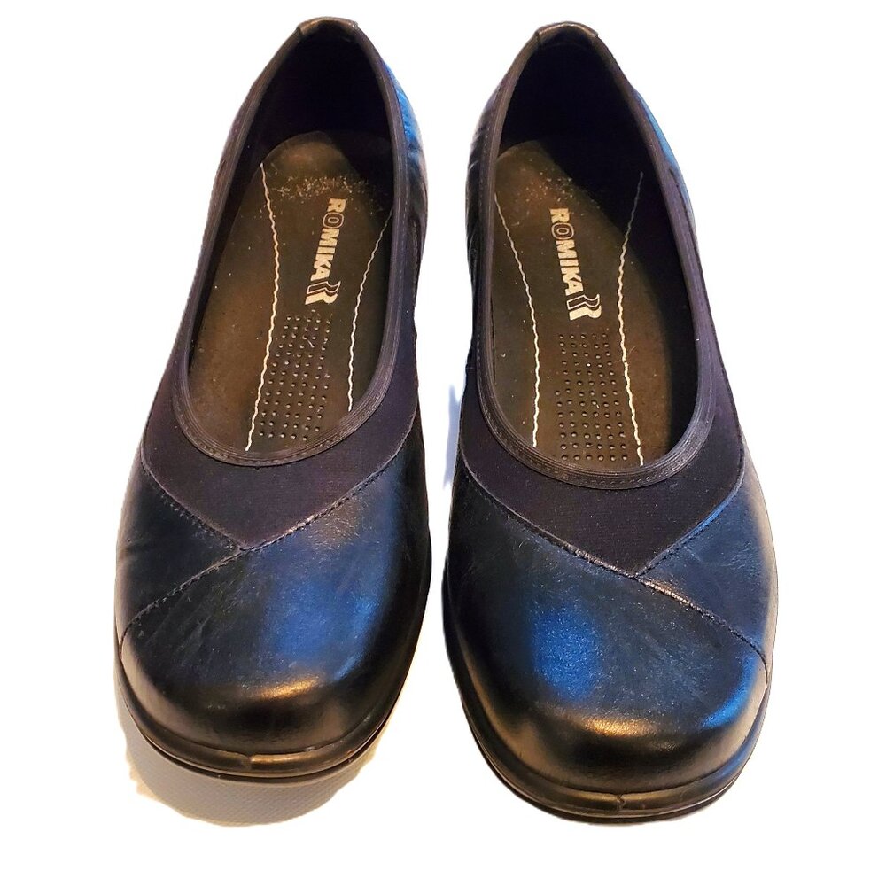 Romika Cassie 21 Women's Black Leather Slip-on Wedge - EU 38